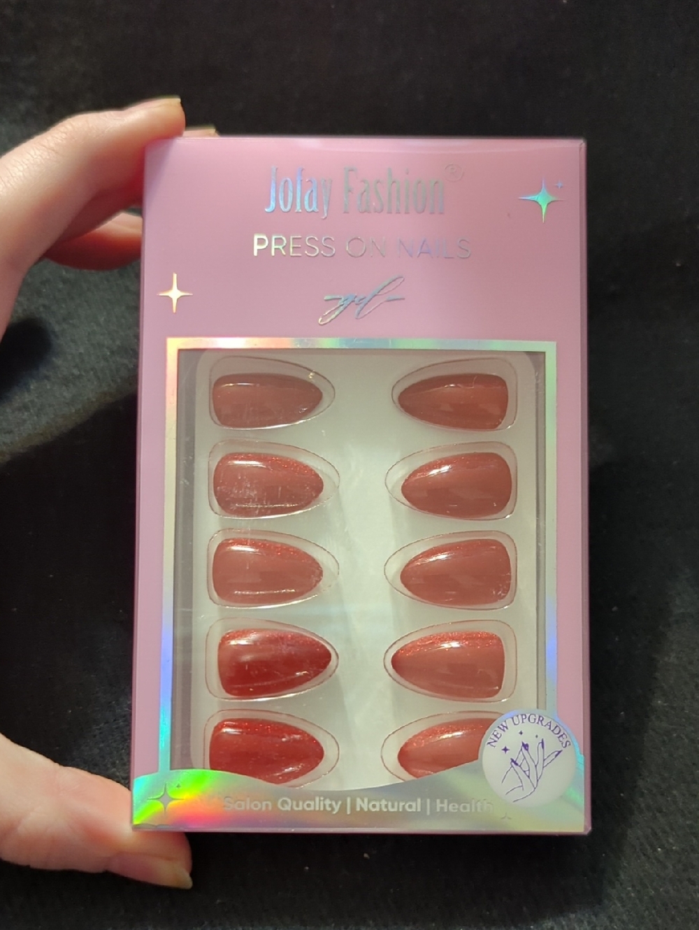 Jofay Fashion Candy Apple Red With Glitter - Press-On Nails